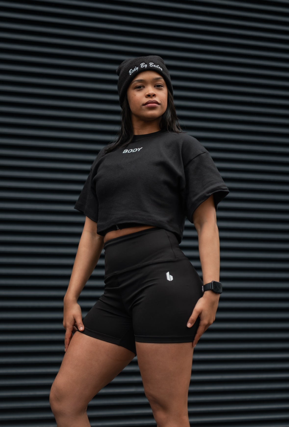 Oversized Gym Crop | Black (Holographic)