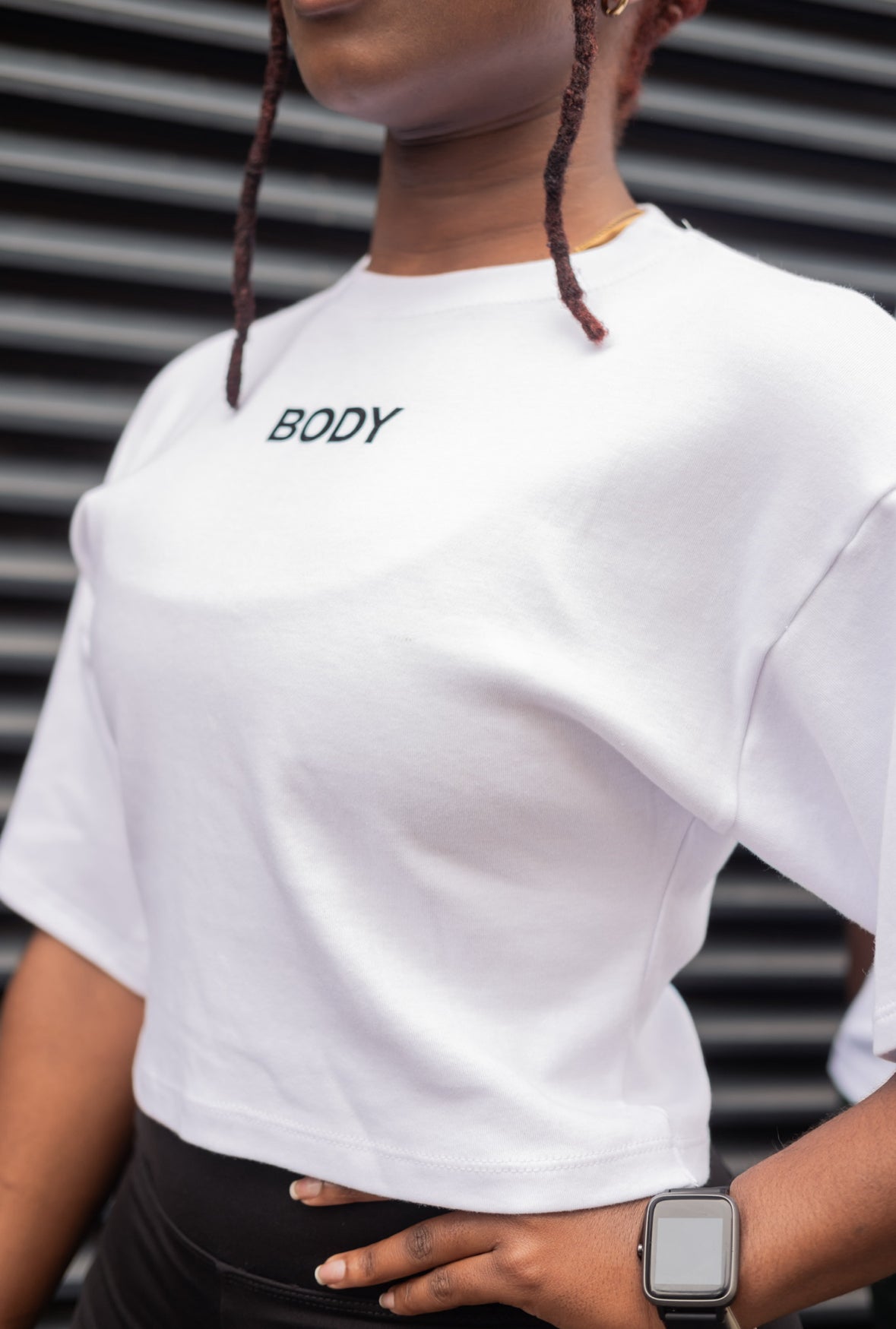 Oversized Gym Crop | White (Black)