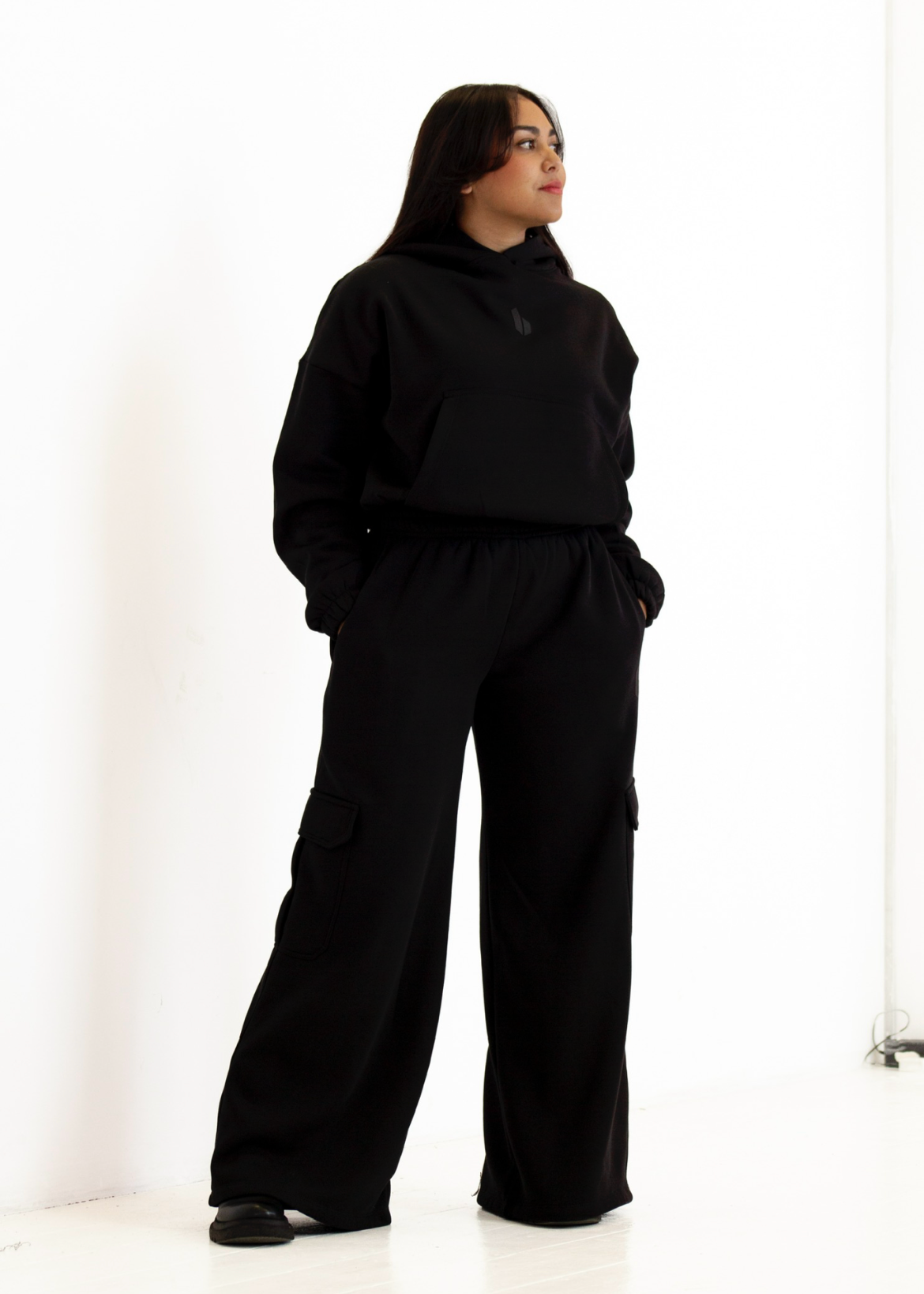 Cargo Wide Leg Sweatpants | Black
