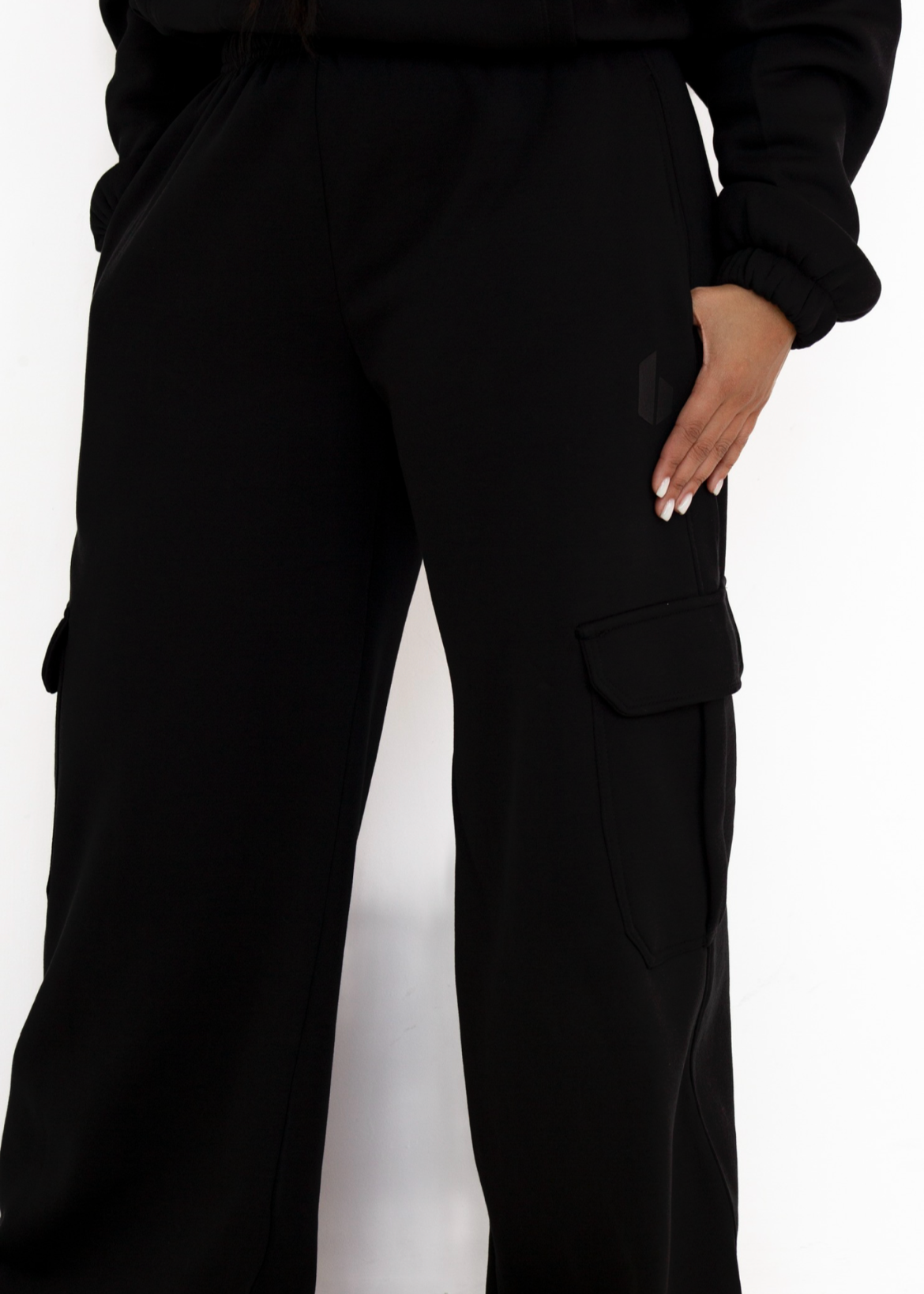 Cargo Wide Leg Sweatpants | Black