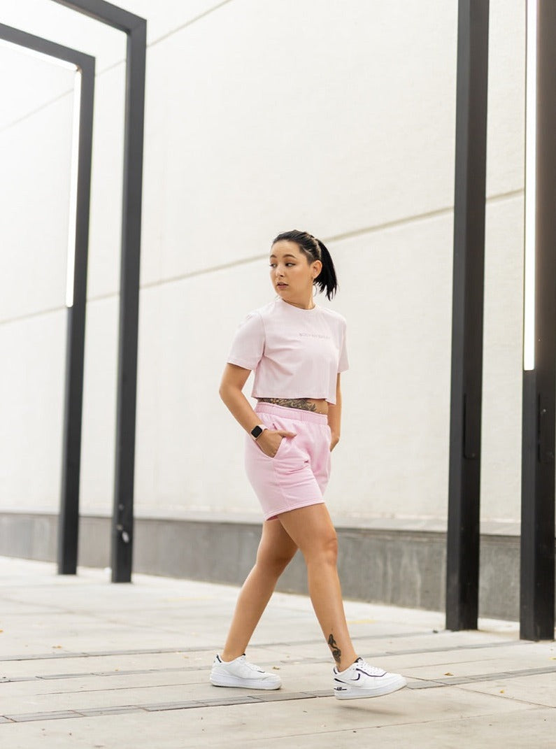 Baby pink oversized crop tee